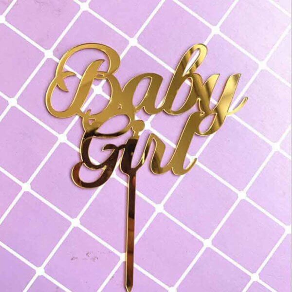 Baby Girl baby boy Cake Toppers Flags Kids Happy Birthday Pink Blue Gold Cupcake Topper Party Baby Shower Decor from Online Shop - The Rose Factory