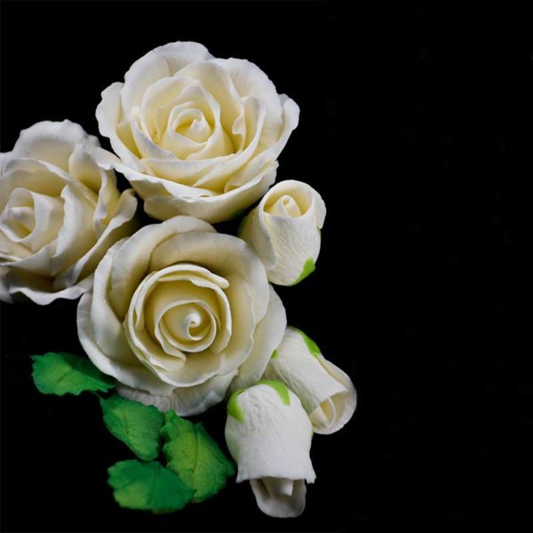 Cake Decoration Supplies New Zealand - Gumpaste Icing Sugar Crafts - Ivory Rose Flower Bunch for Decorations for Birthday & Wedding Cakes NZ