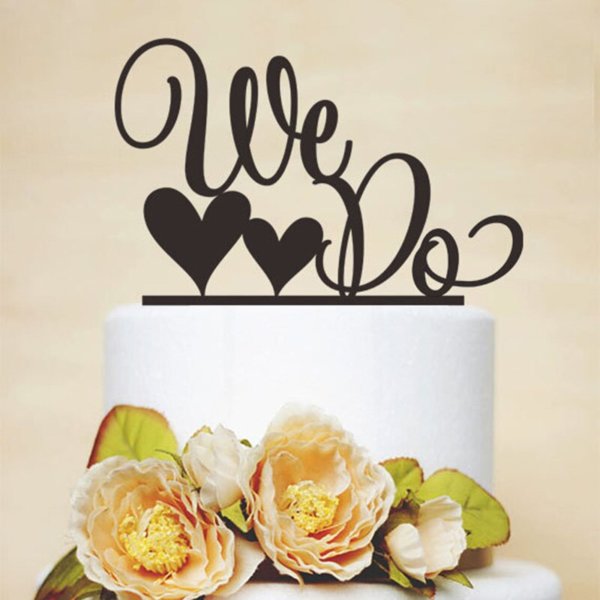 Acrylic Love Wedding Cake Topper We Do Love (Heart) For Wedding Engagement Anniversary Party Cake Decorating Supply-The Rose Factory - NZ