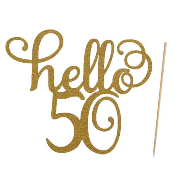 Gold Glitter Hello 50 | 60 Cake Topper For Birthday Anniversary Party Cake Decorations From Online Shop - The Rose Factory - New Zealand